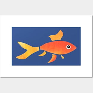 GOLDFISH Watercolor Orange Yellow Fish Cutout Posters and Art